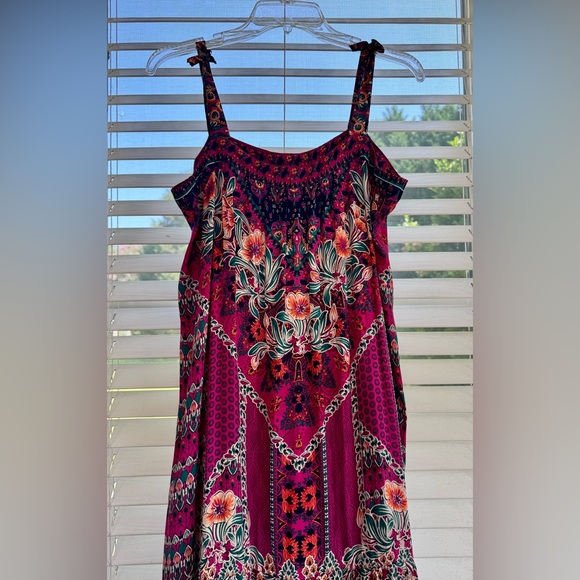 Anthropologie Floral Maxi Dress - Pink and Green - Picture 4 of 12